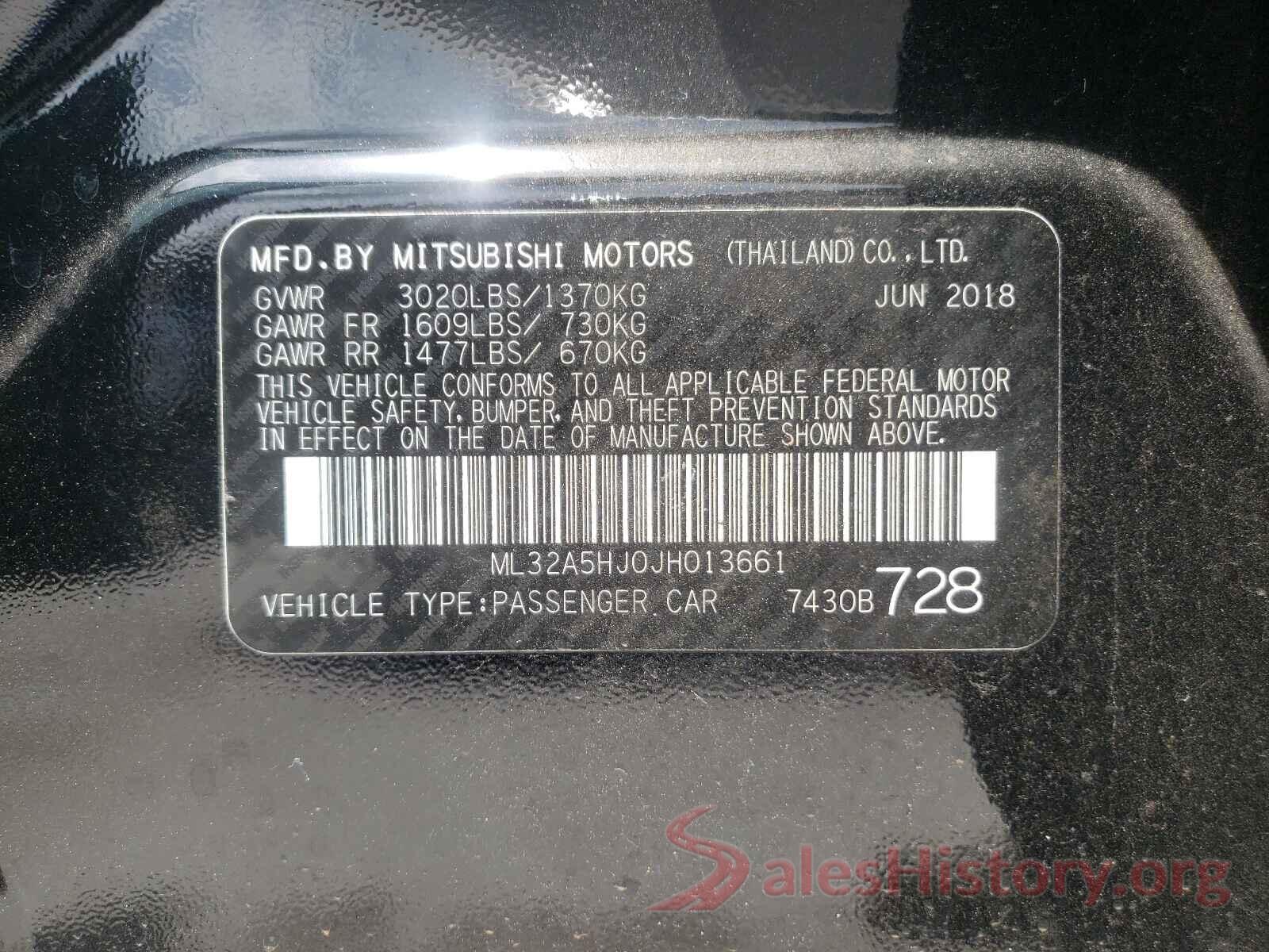 ML32A5HJ0JH013661 2018 MITSUBISHI MIRAGE