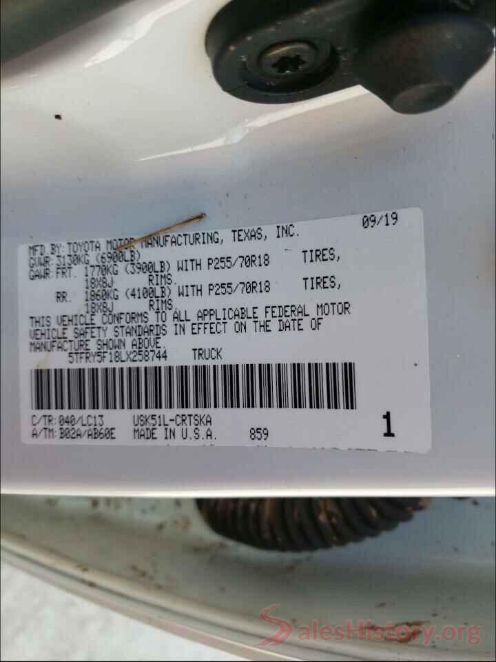 5TFRY5F18LX258744 2020 TOYOTA TUNDRA