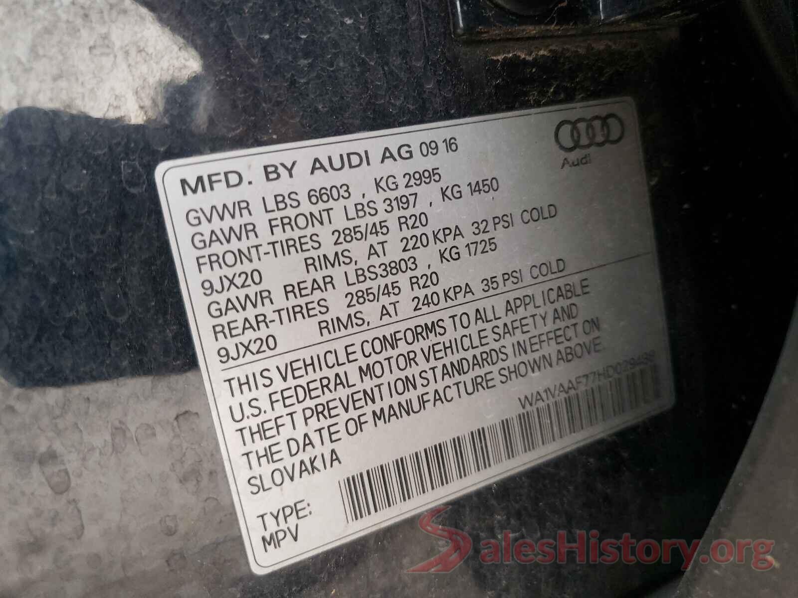 WA1VAAF77HD029488 2017 AUDI Q7