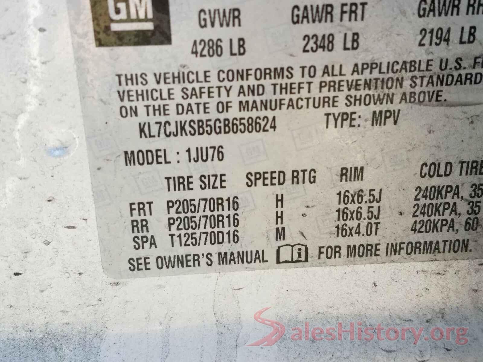 KL7CJKSB5GB658624 2016 CHEVROLET TRAX