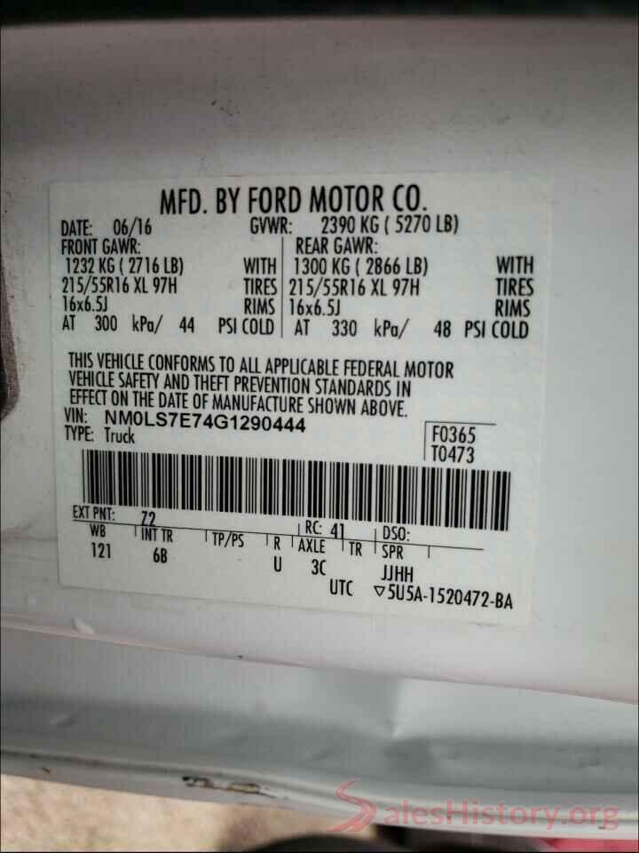 NM0LS7E74G1290444 2016 FORD TRANSIT CO