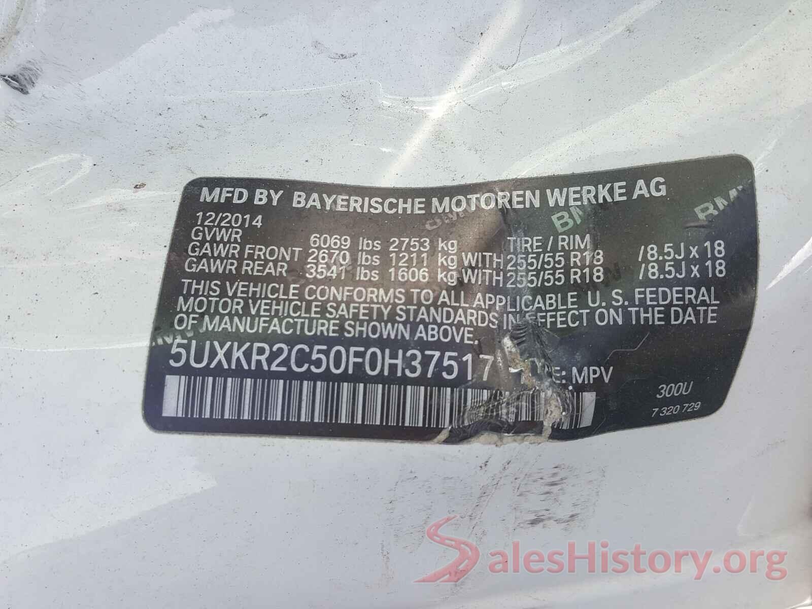 5UXKR2C50F0H37517 2015 BMW X5