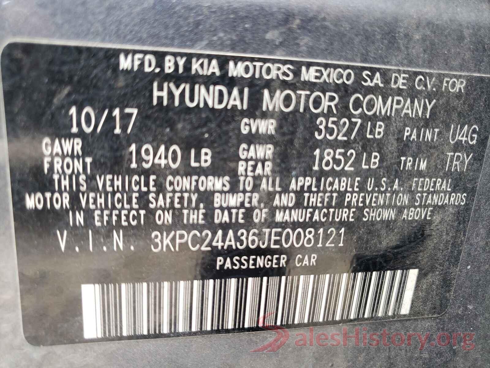 3KPC24A36JE008121 2018 HYUNDAI ACCENT