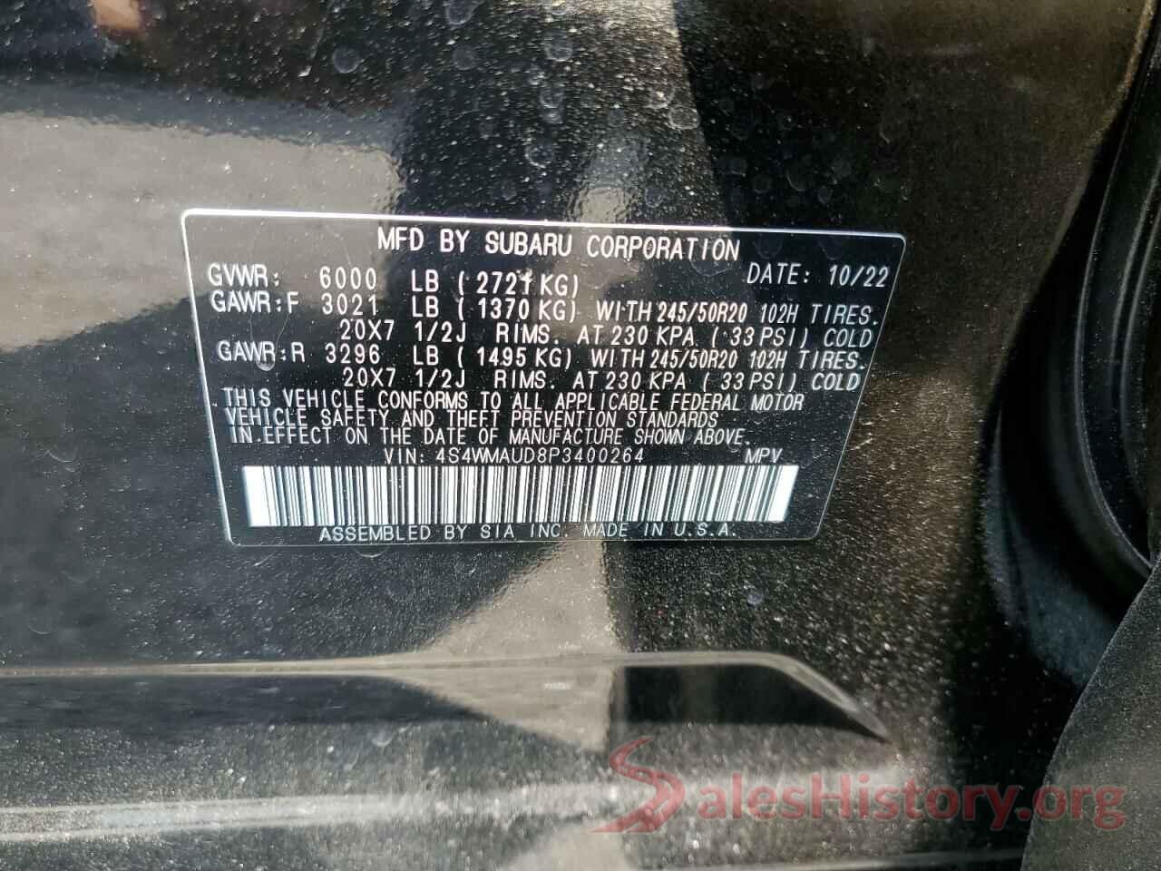 4S4WMAUD8P3400264 2023 SUBARU ASCENT