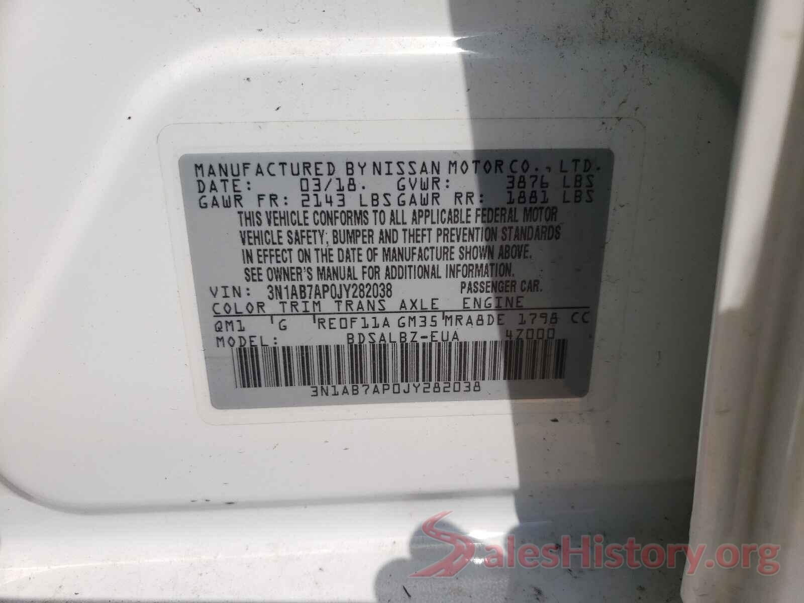 3N1AB7AP0JY282038 2018 NISSAN SENTRA