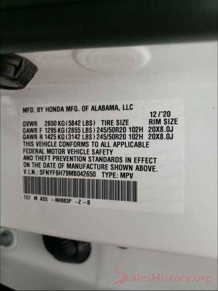 5FNYF6H79MB042650 2021 HONDA PILOT