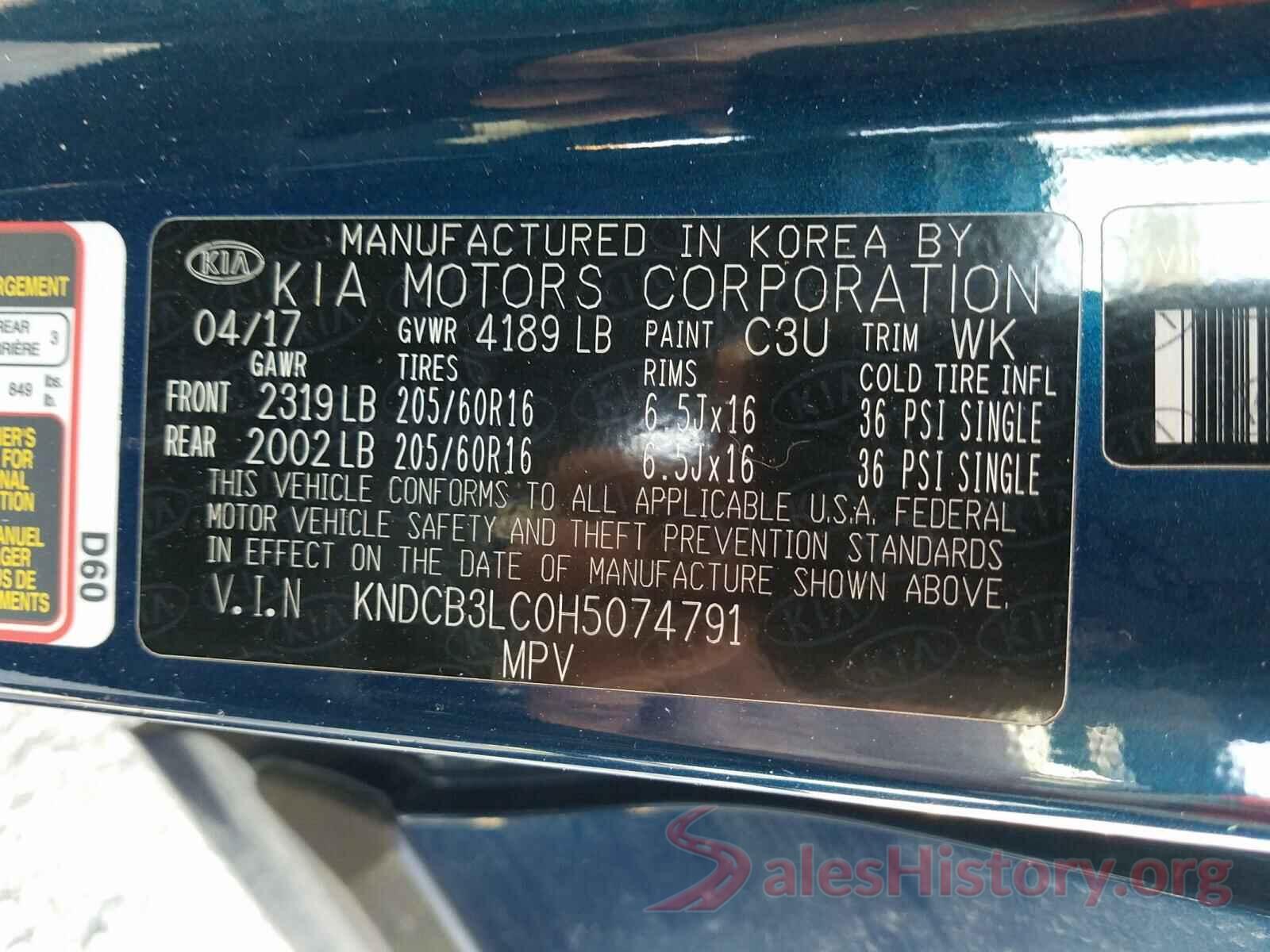 KNDCB3LC0H5074791 2017 KIA NIRO