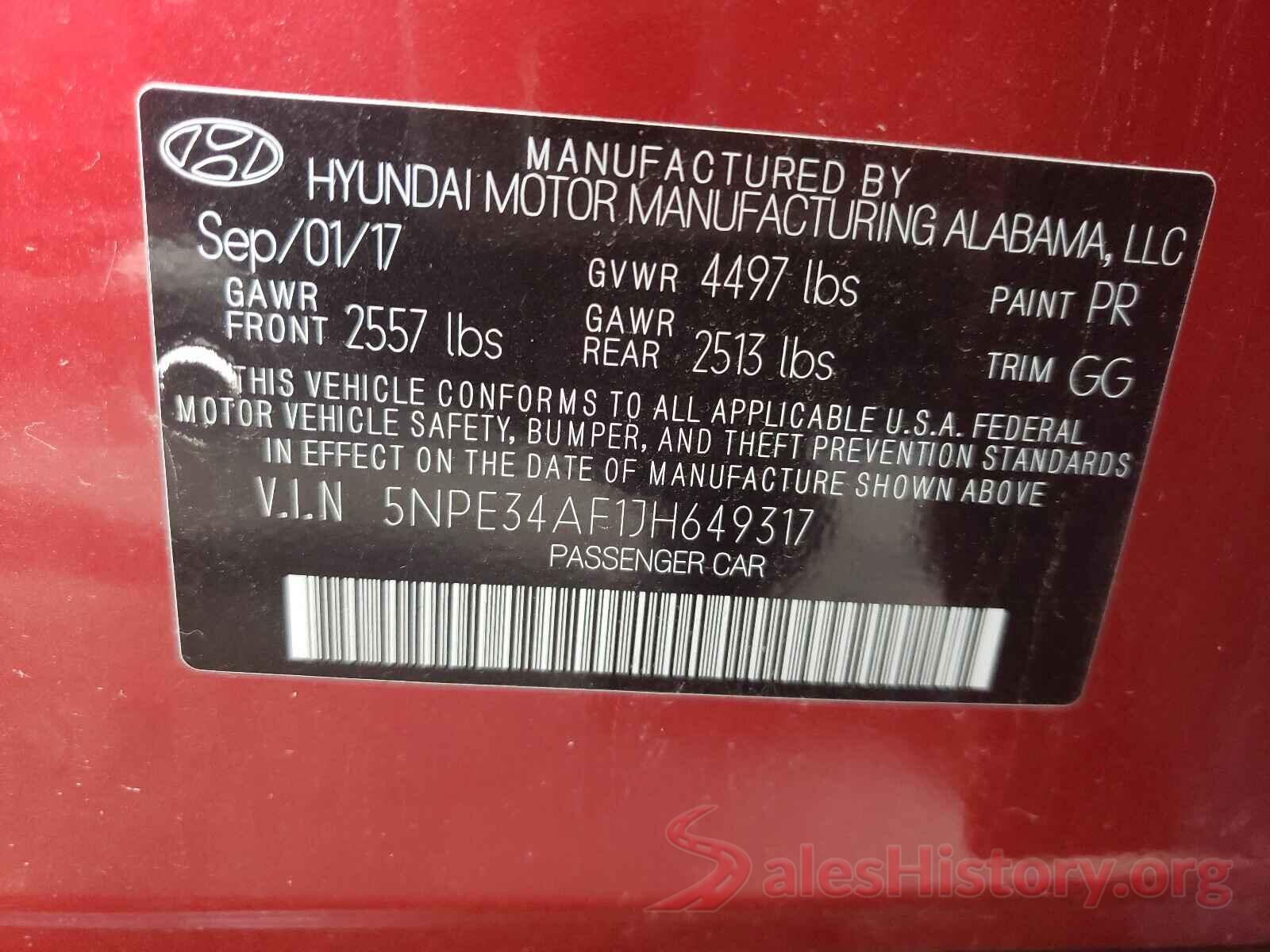 5NPE34AF1JH649317 2018 HYUNDAI SONATA