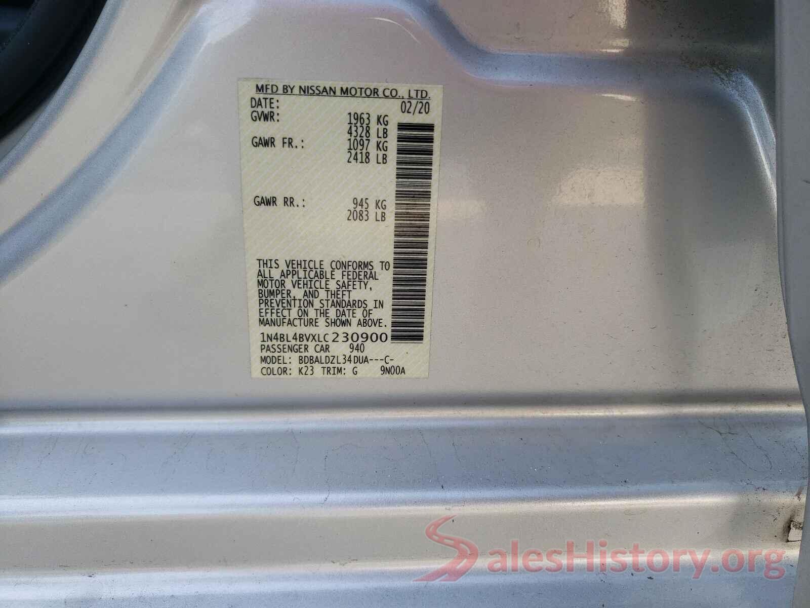 1N4BL4BVXLC230900 2020 NISSAN ALTIMA