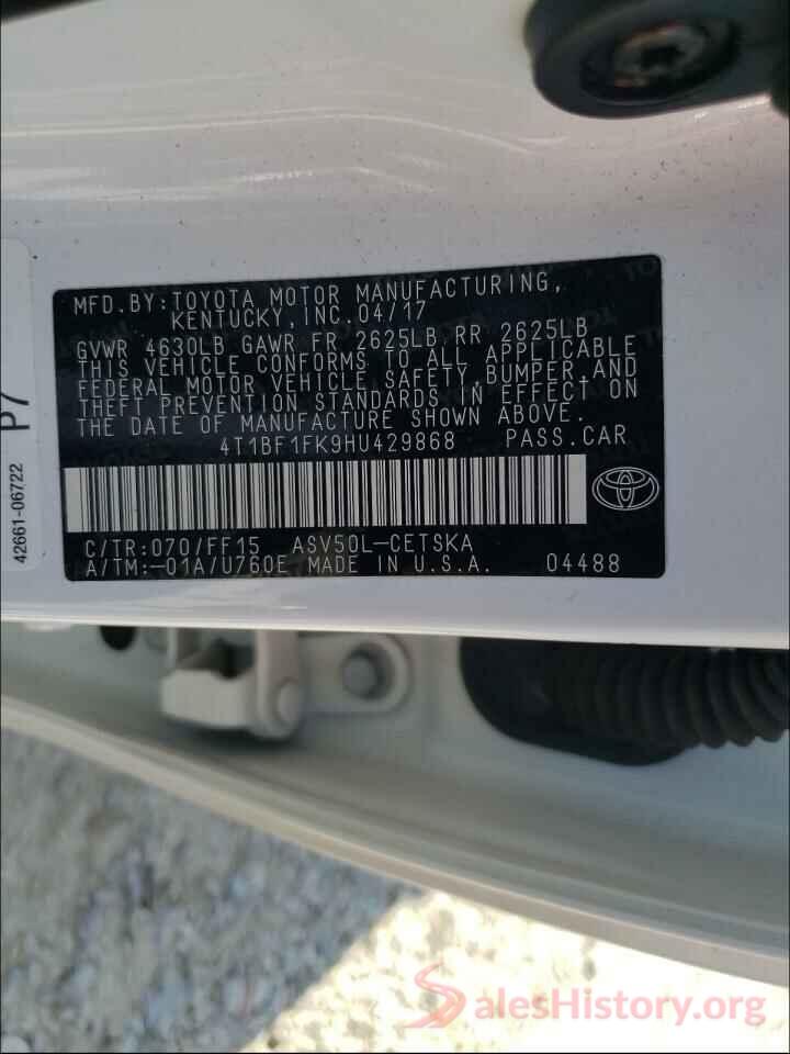 4T1BF1FK9HU429868 2017 TOYOTA CAMRY