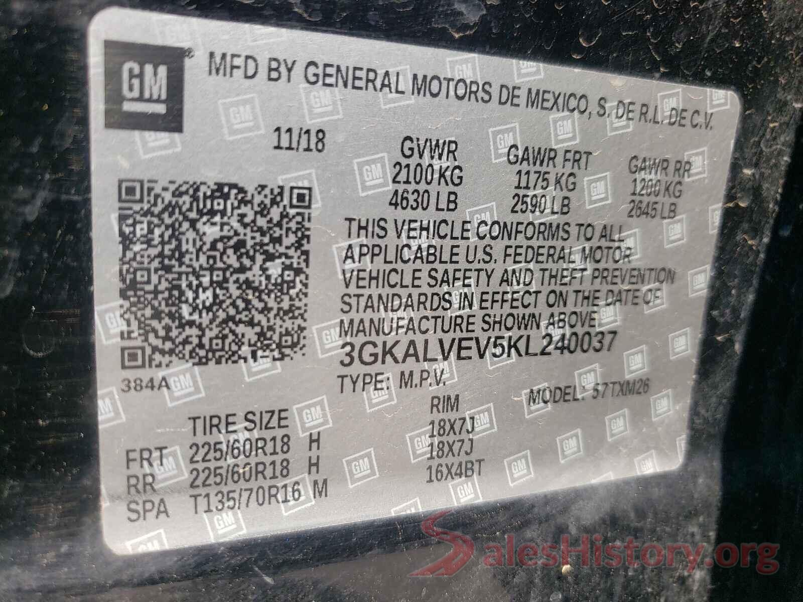 3GKALVEV5KL240037 2019 GMC TERRAIN