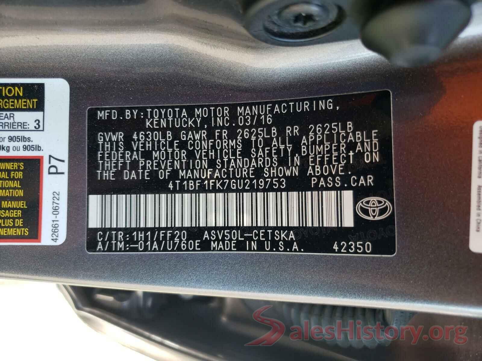 4T1BF1FK7GU219753 2016 TOYOTA CAMRY