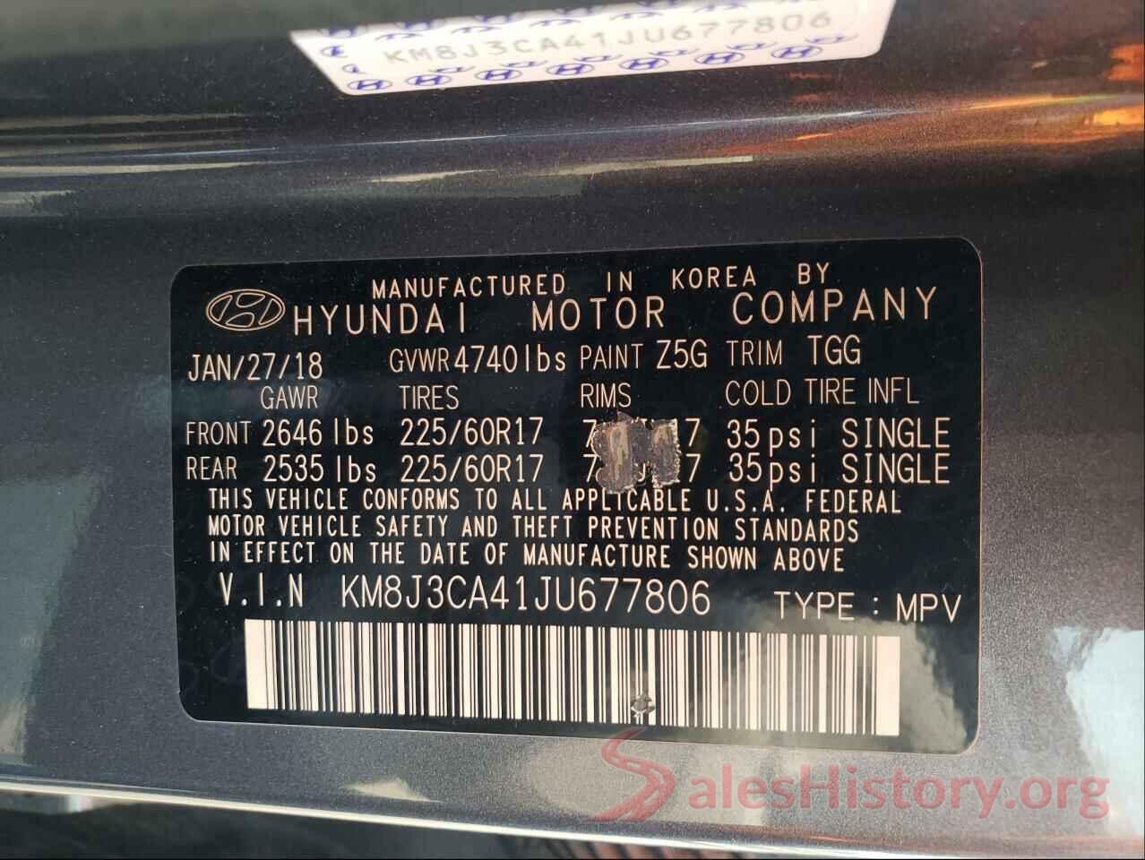 KM8J3CA41JU677806 2018 HYUNDAI TUCSON