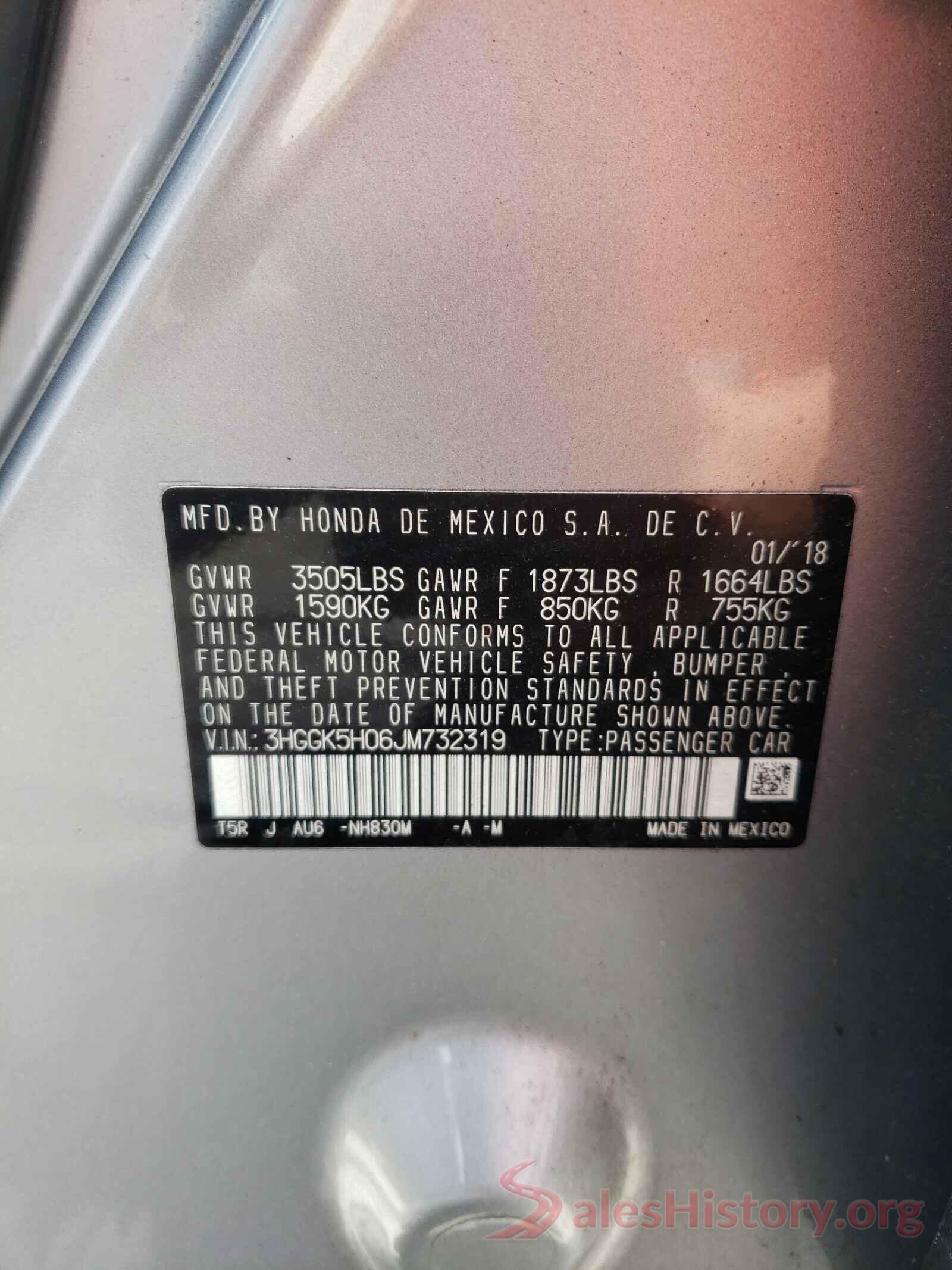 3HGGK5H06JM732319 2018 HONDA FIT