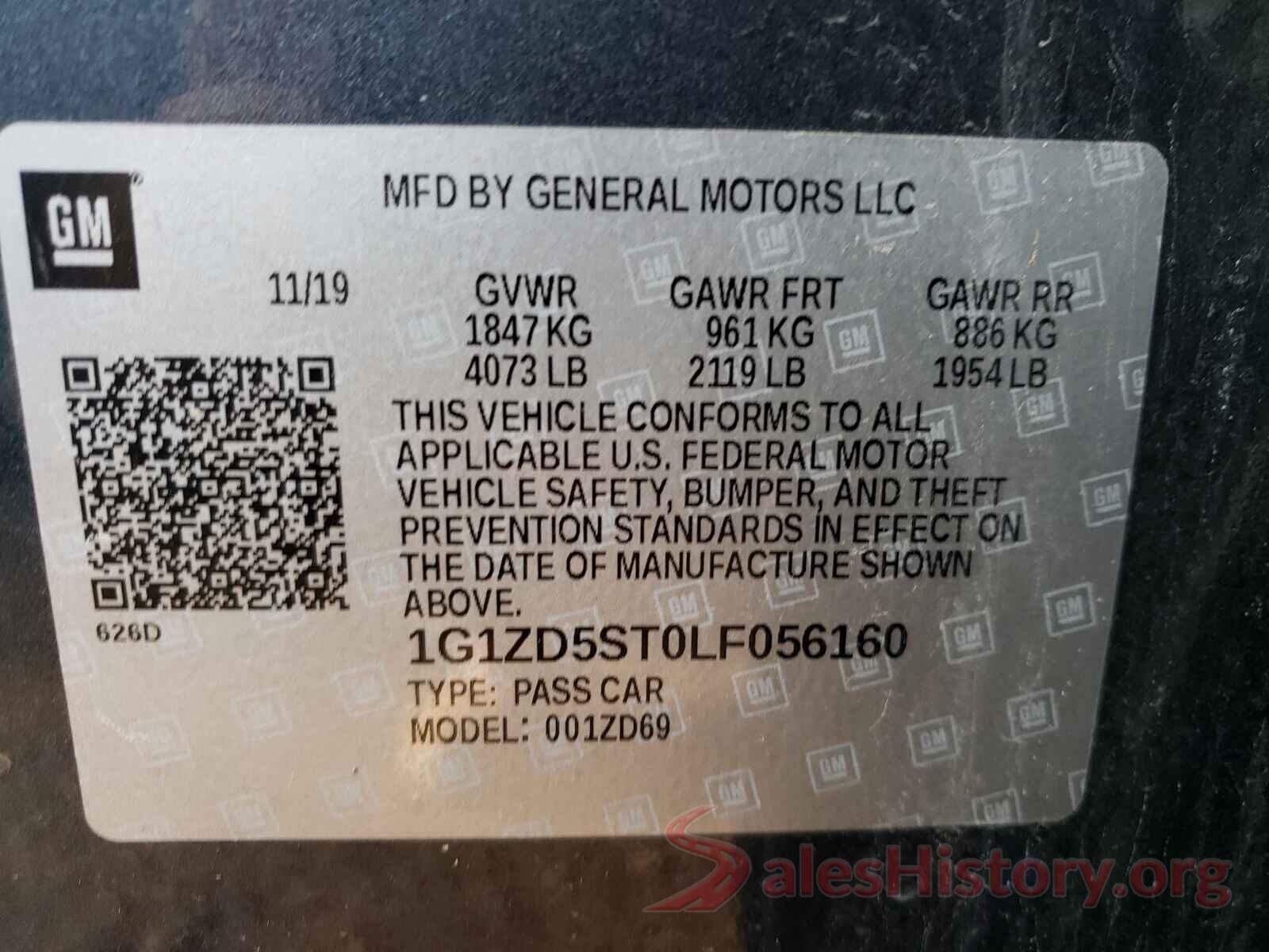 1G1ZD5ST0LF056160 2020 CHEVROLET MALIBU