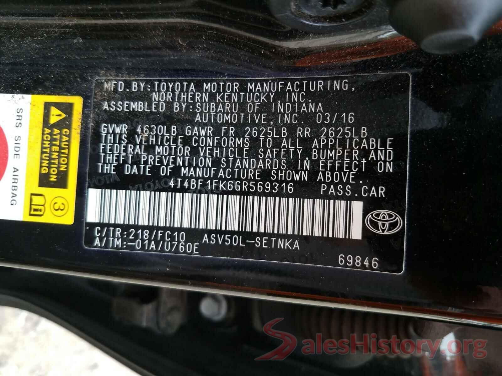 4T4BF1FK6GR569316 2016 TOYOTA CAMRY