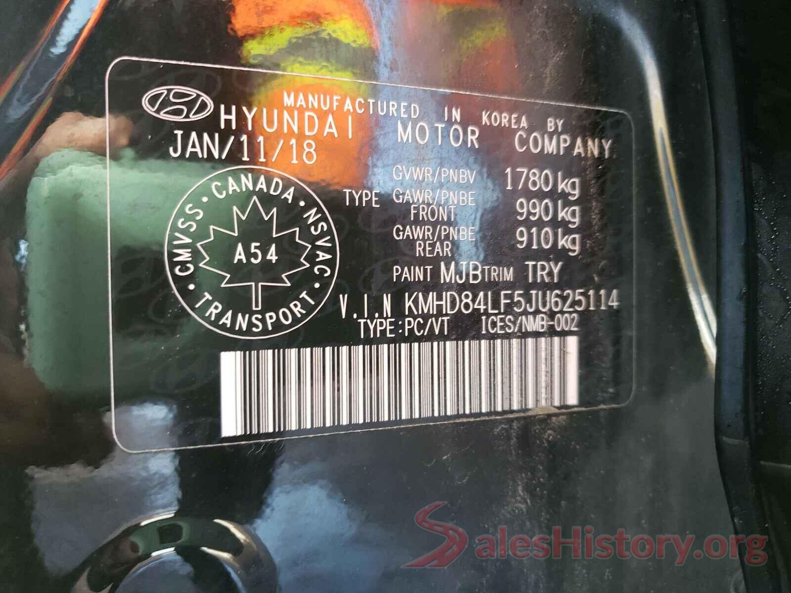 KMHD84LF5JU625114 2018 HYUNDAI ELANTRA