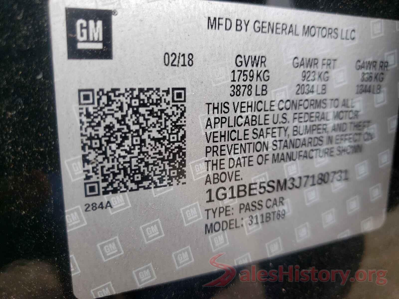 1G1BE5SM3J7180731 2018 CHEVROLET CRUZE