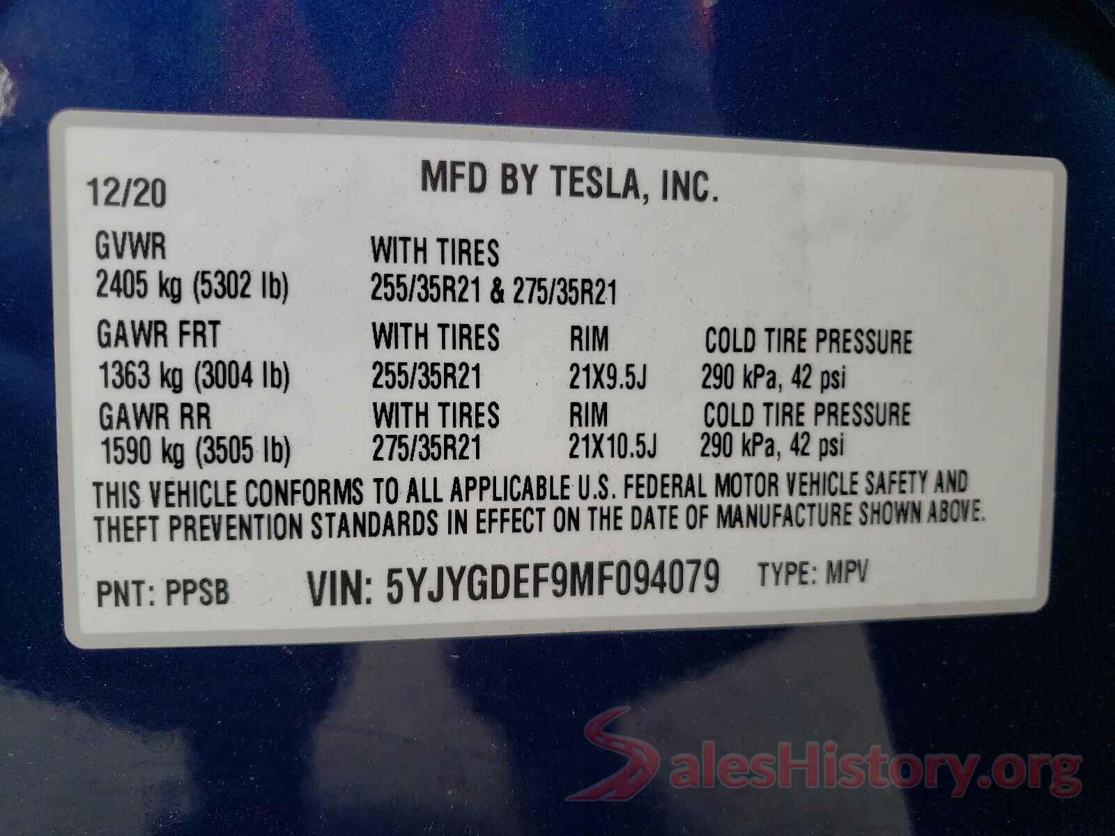 5YJYGDEF9MF094079 2021 TESLA MODEL Y