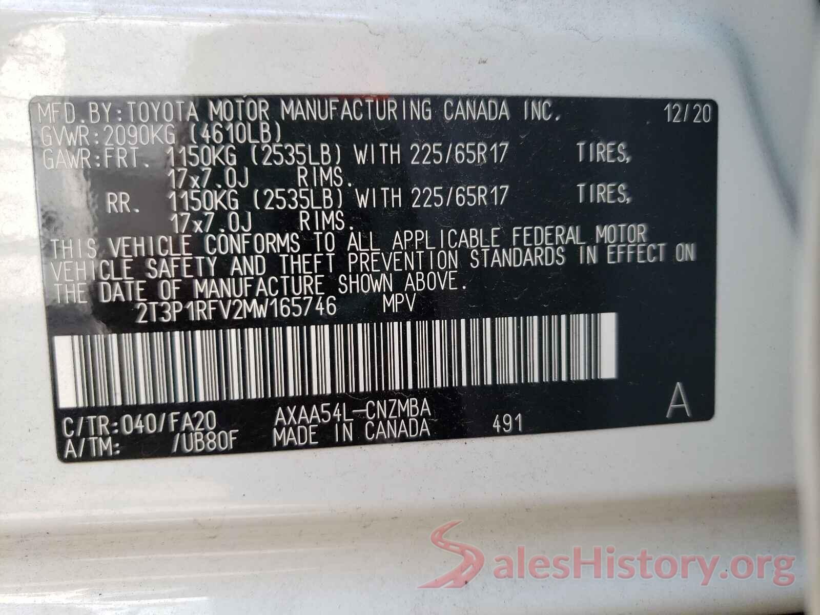 2T3P1RFV2MW165746 2021 TOYOTA RAV4