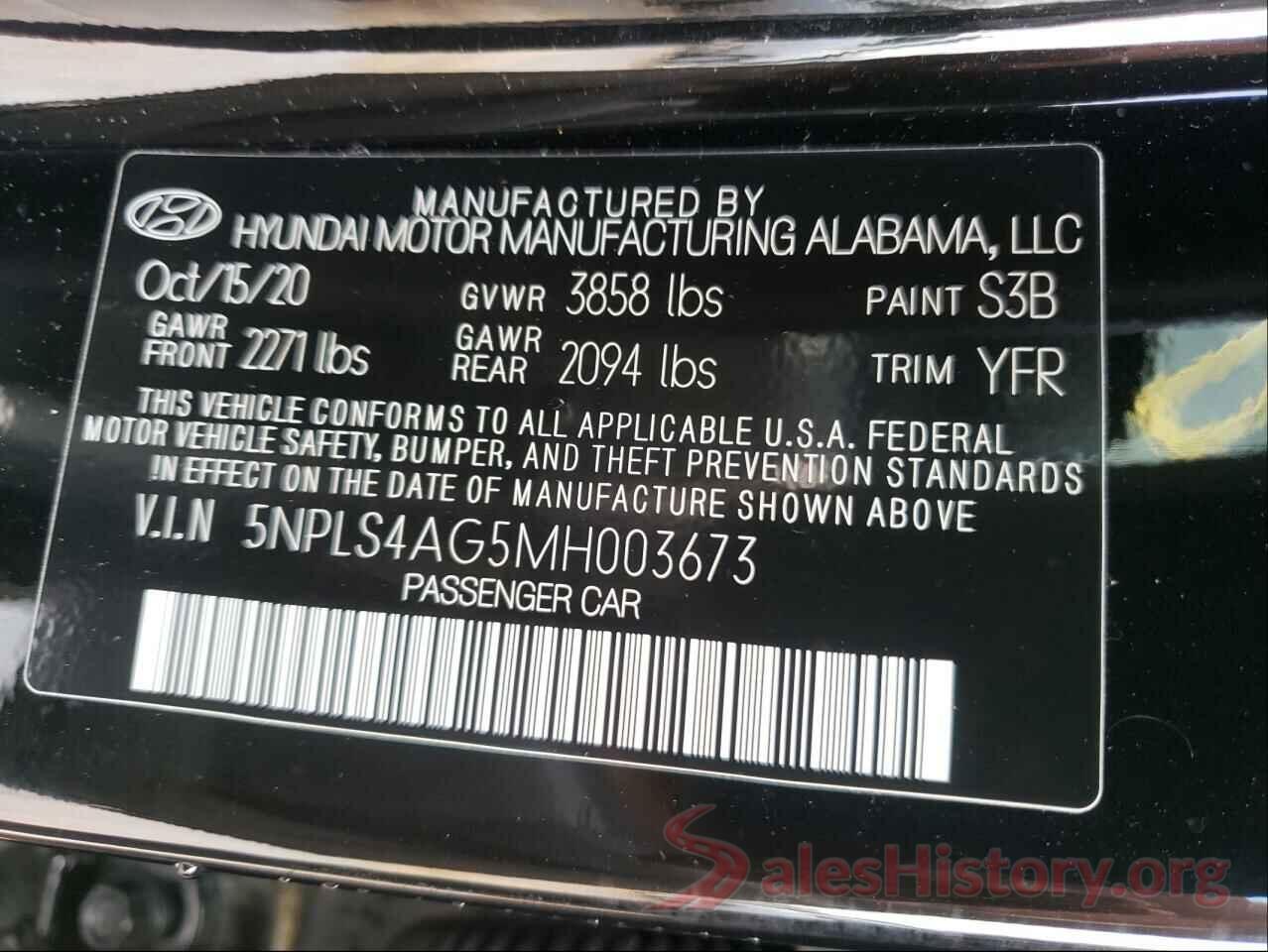 5NPLS4AG5MH003673 2021 HYUNDAI ELANTRA