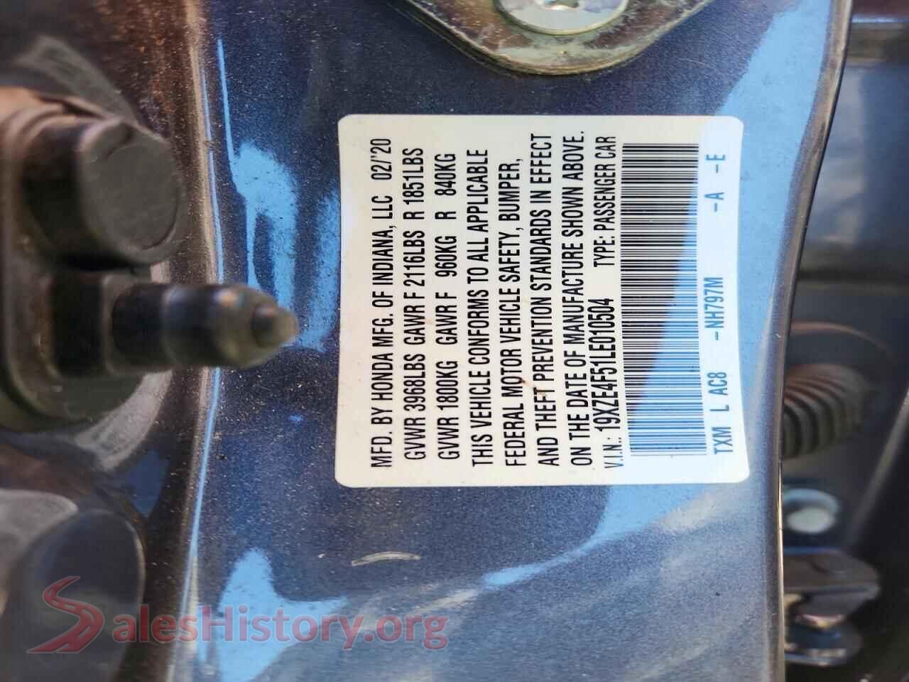 2020 HONDA INSIGHT VIN 19XZE4F51LE010504, wheel and tire