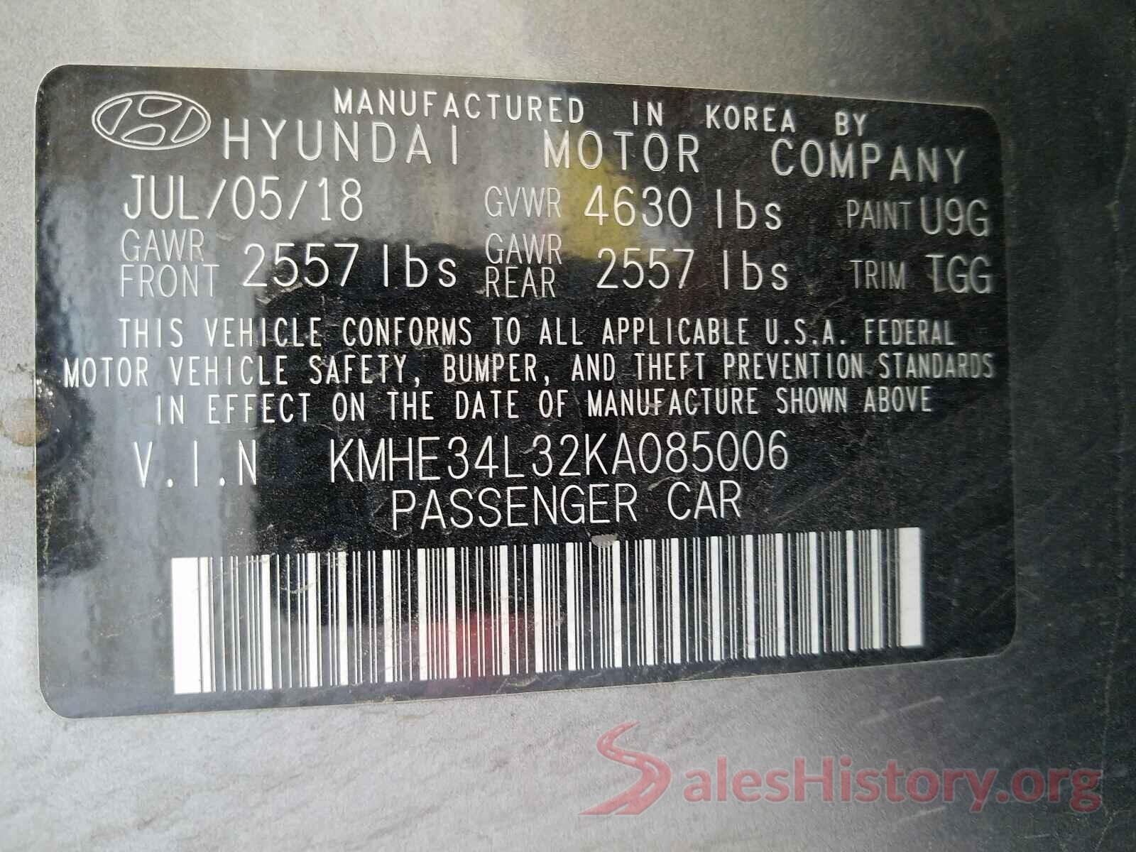 KMHE34L32KA085006 2019 HYUNDAI SONATA