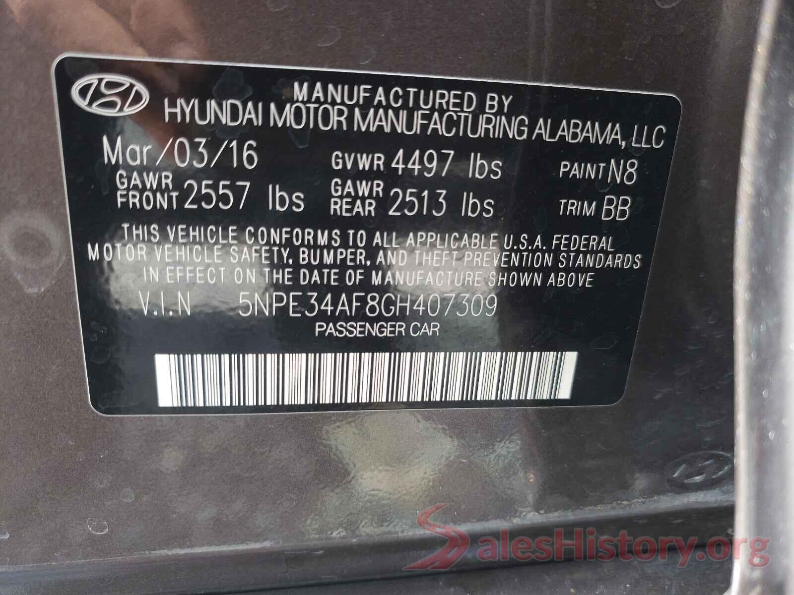 5NPE34AF8GH407309 2016 HYUNDAI SONATA