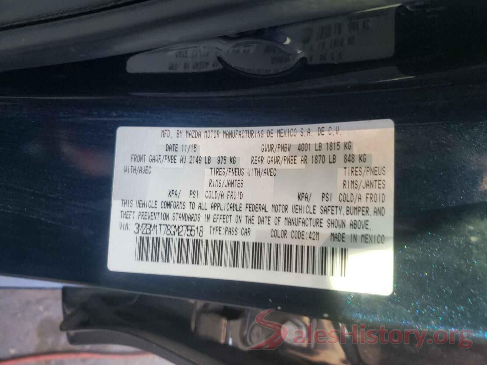 3MZBM1T78GM275518 2016 MAZDA 3