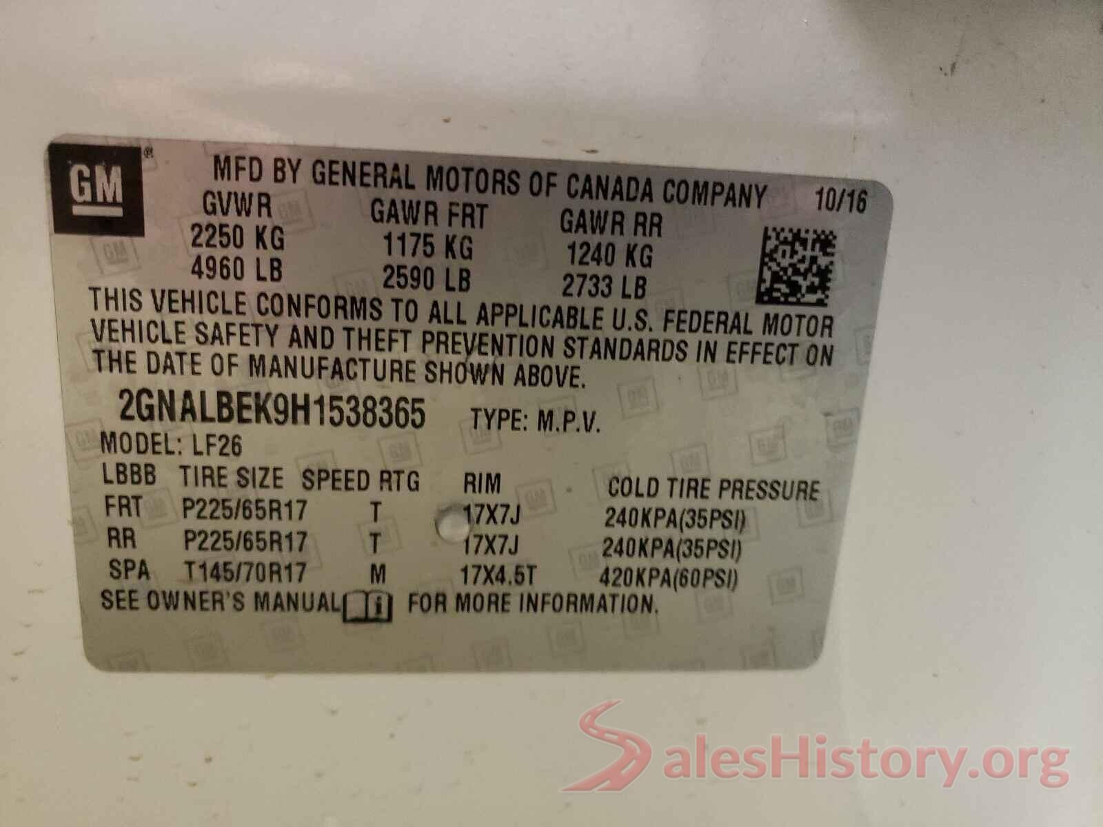 2GNALBEK9H1538365 2017 CHEVROLET EQUINOX