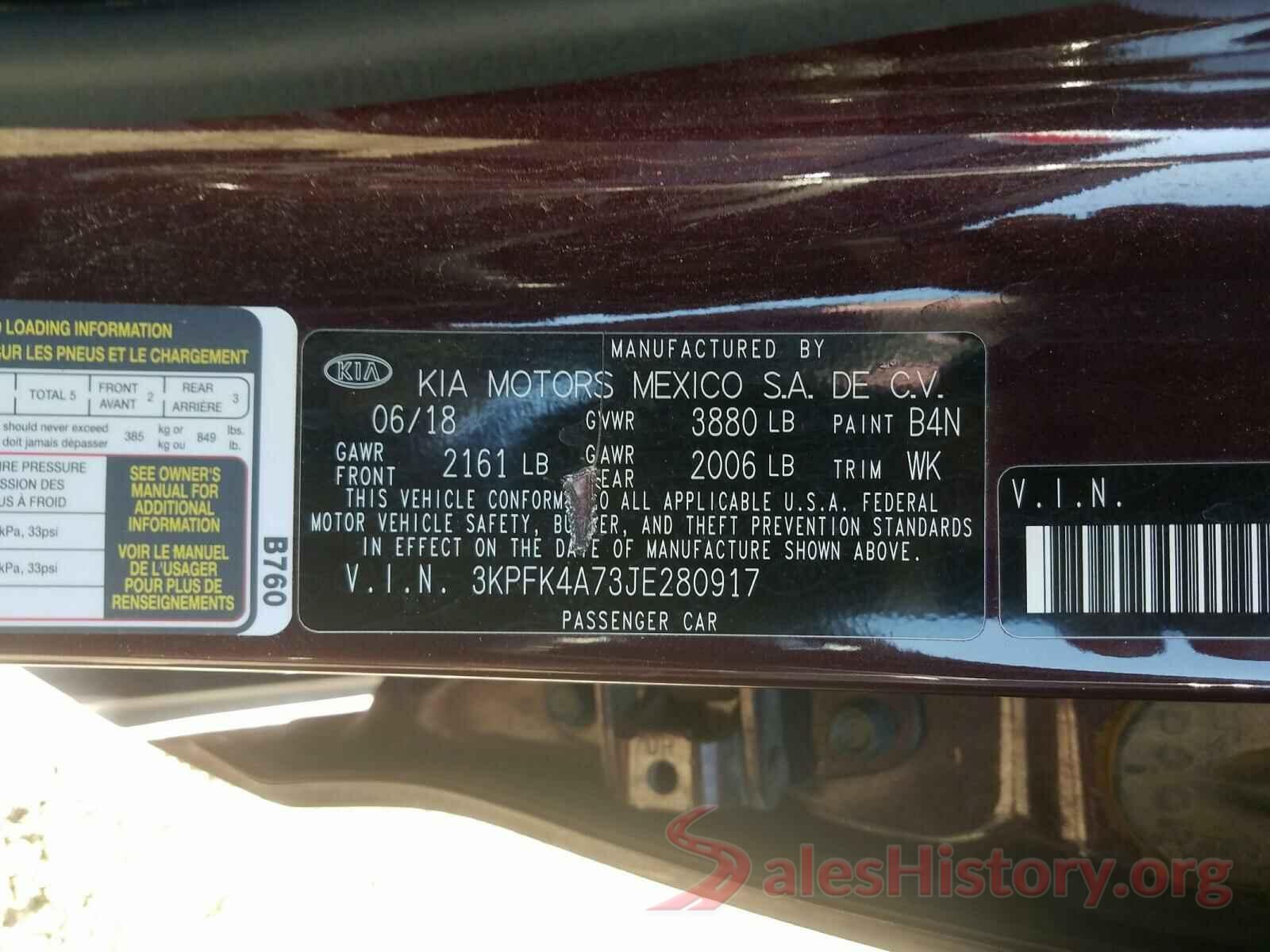 3KPFK4A73JE280917 2018 KIA FORTE