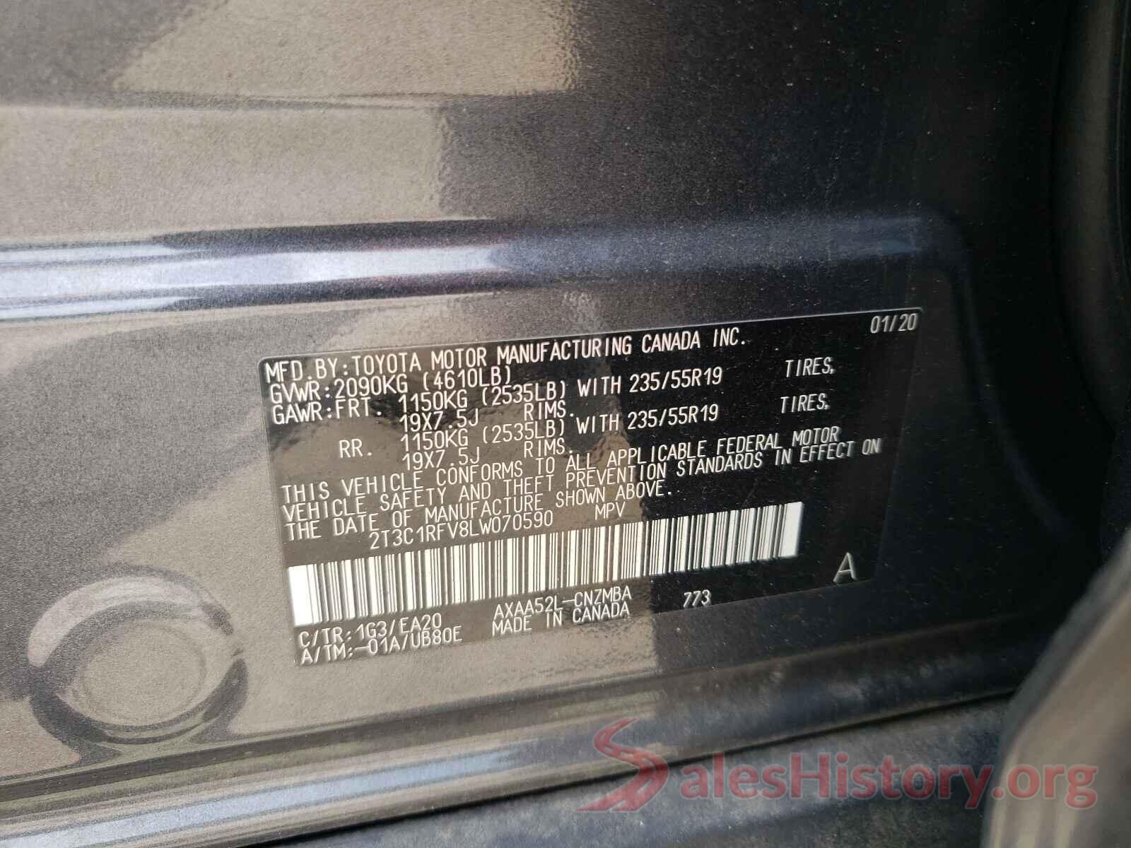 2T3C1RFV8LW070590 2020 TOYOTA RAV4