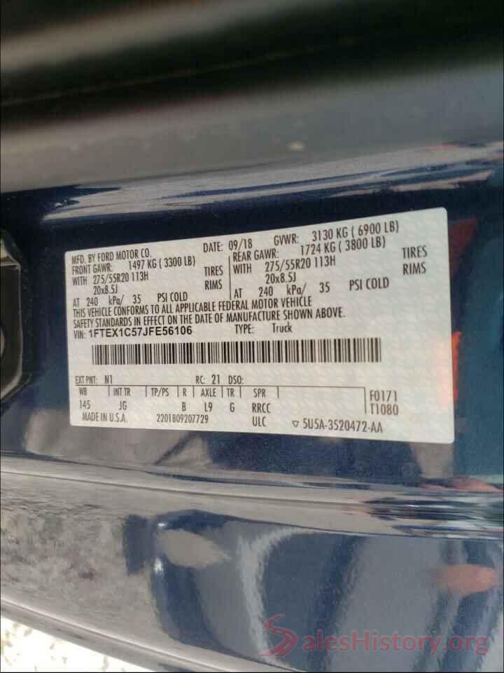 1FTEX1C57JFE56106 2018 FORD F-150