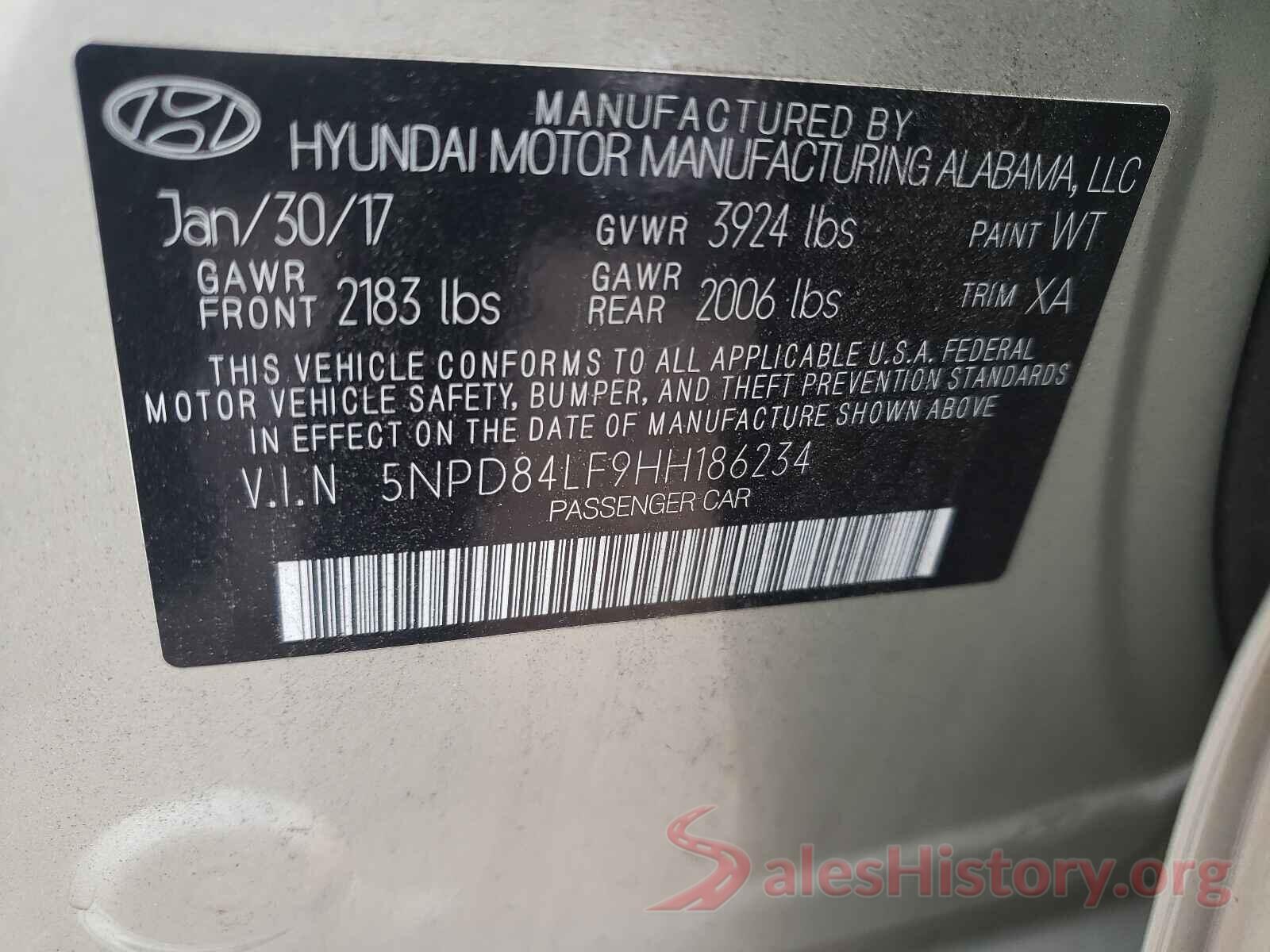 5NPD84LF9HH186234 2017 HYUNDAI ELANTRA