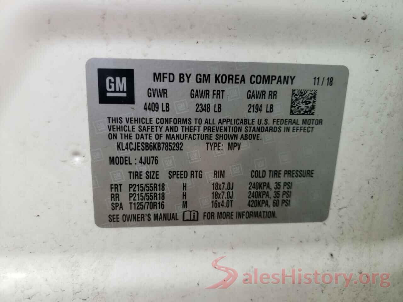 KL4CJESB6KB785292 2019 BUICK ENCORE