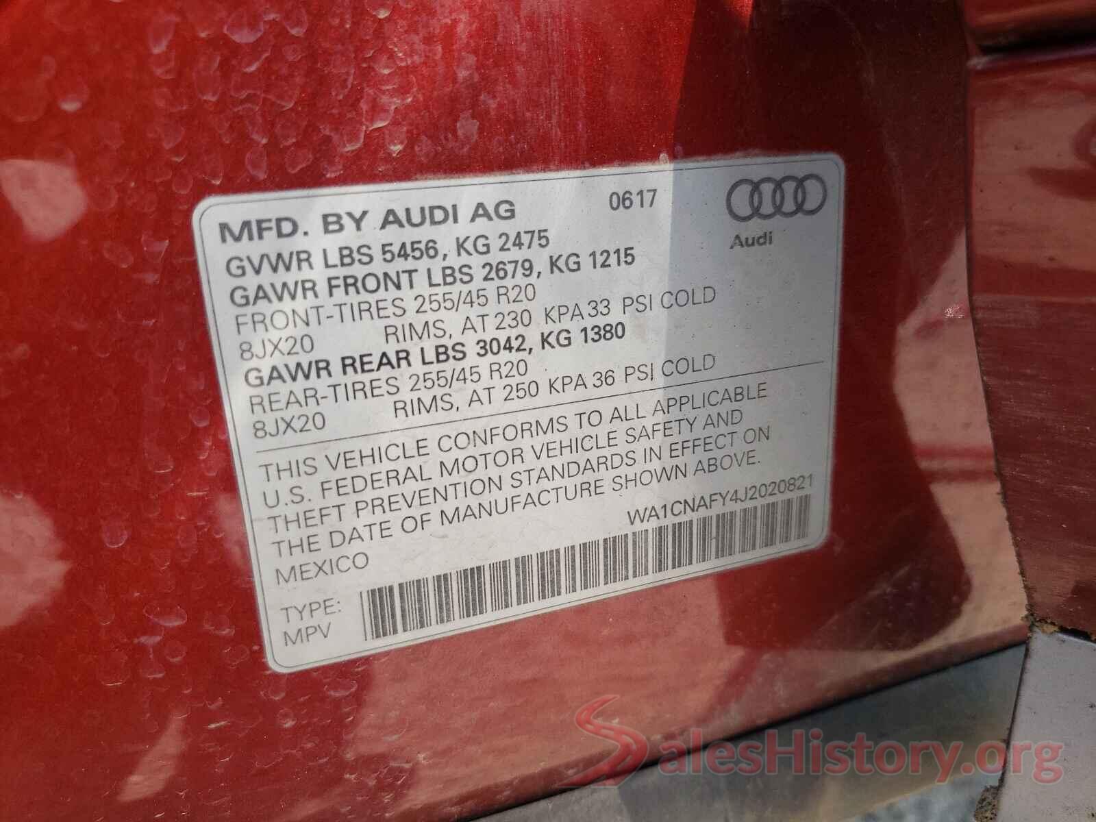 WA1CNAFY4J2020821 2018 AUDI Q5