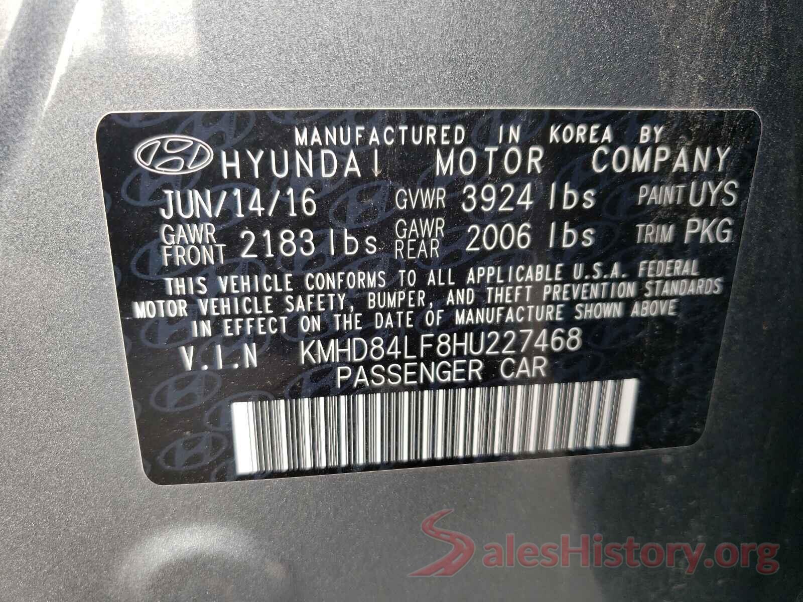 KMHD84LF8HU227468 2017 HYUNDAI ELANTRA