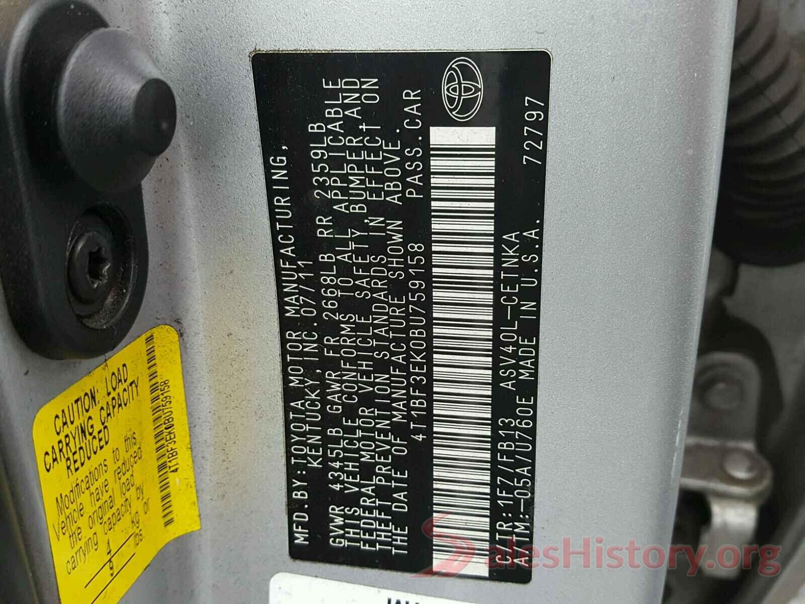 4T1BF3EK0BU759158 2011 TOYOTA CAMRY BASE