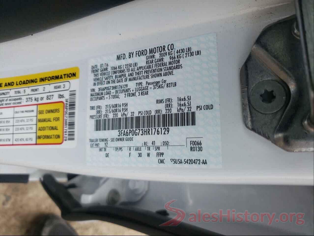 3FA6P0G73HR176129 2017 FORD FUSION