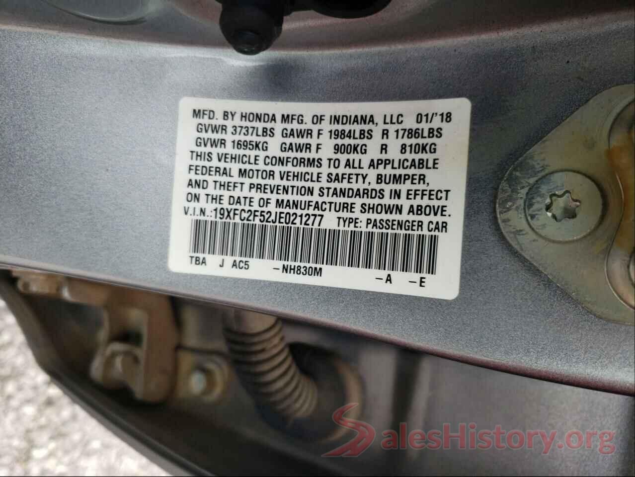 19XFC2F52JE021277 2018 HONDA CIVIC