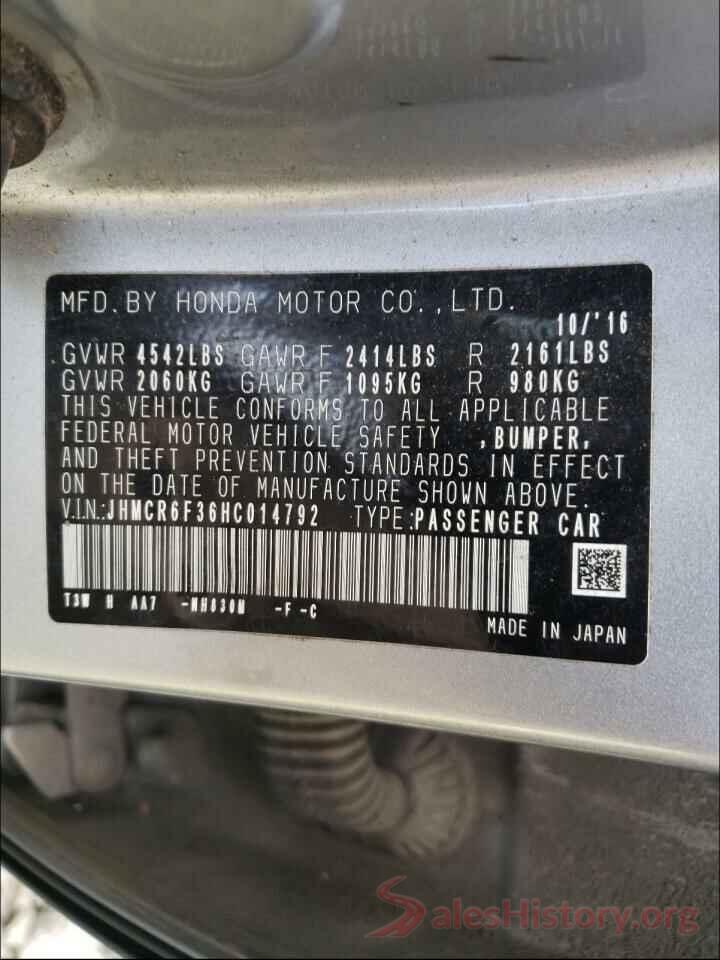 JHMCR6F36HC014792 2017 HONDA ACCORD