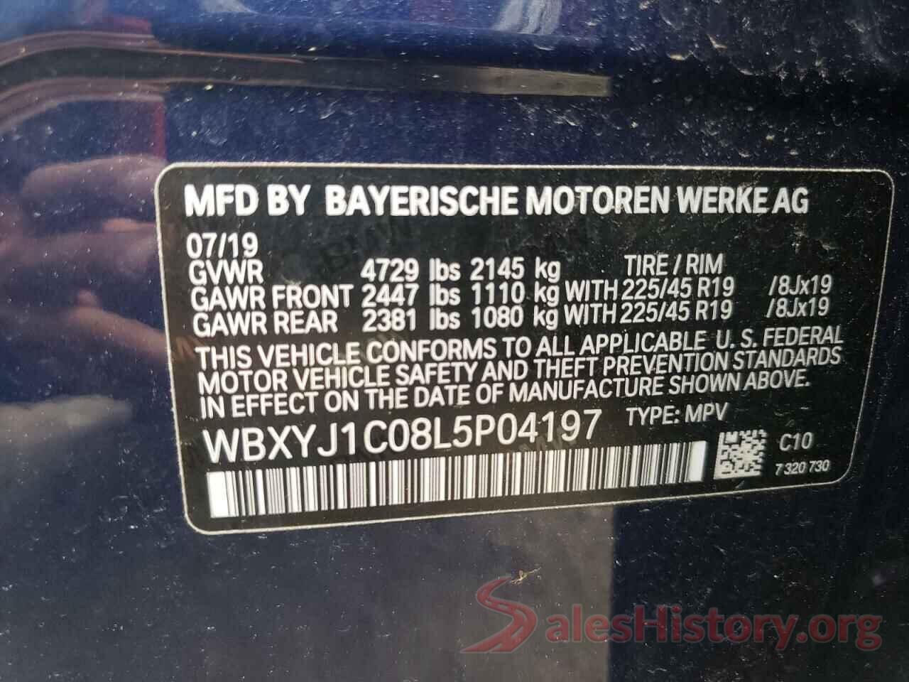 WBXYJ1C08L5P04197 2020 BMW X2
