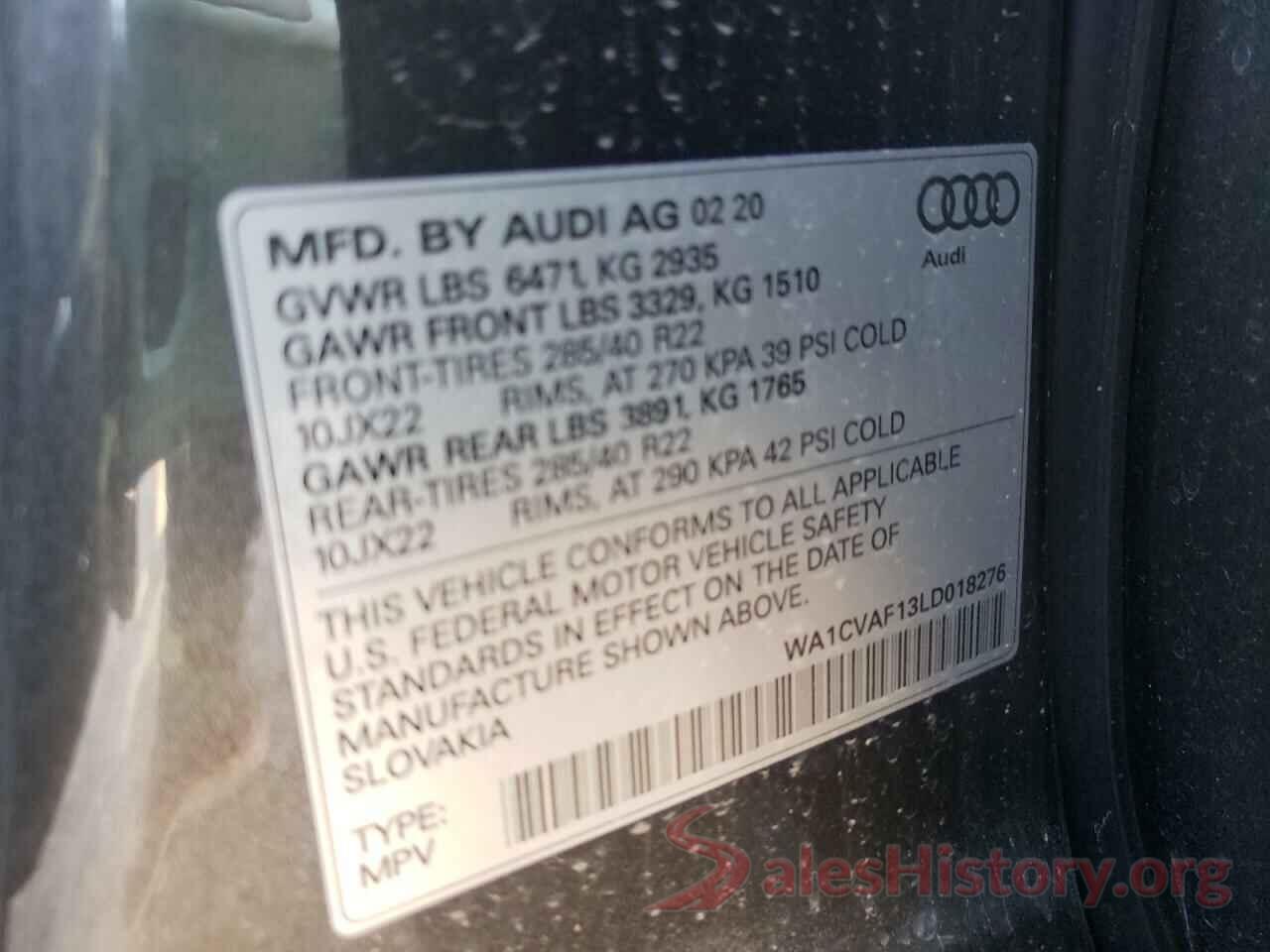 WA1CVAF13LD018276 2020 AUDI Q8