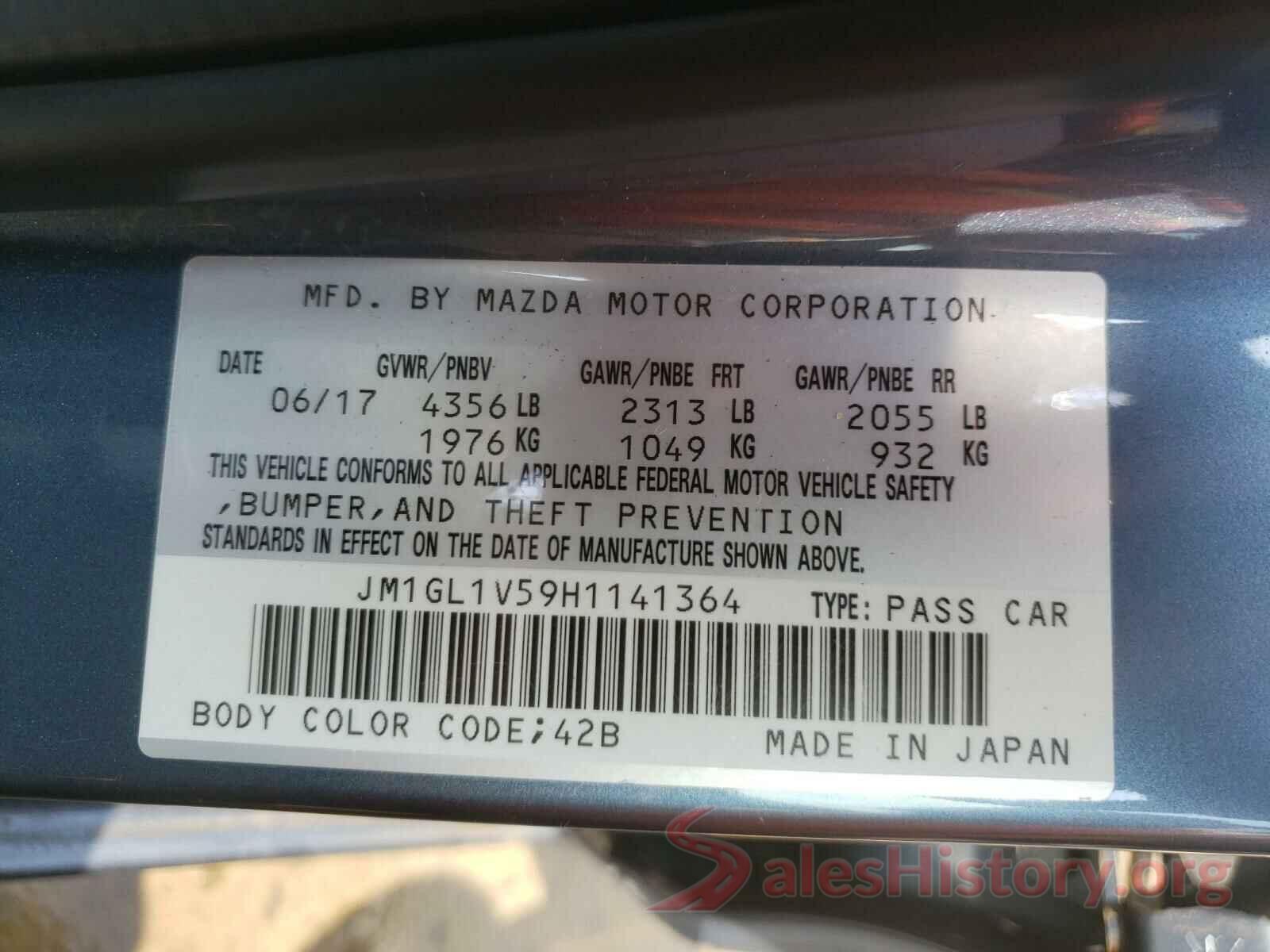 JM1GL1V59H1141364 2017 MAZDA 6