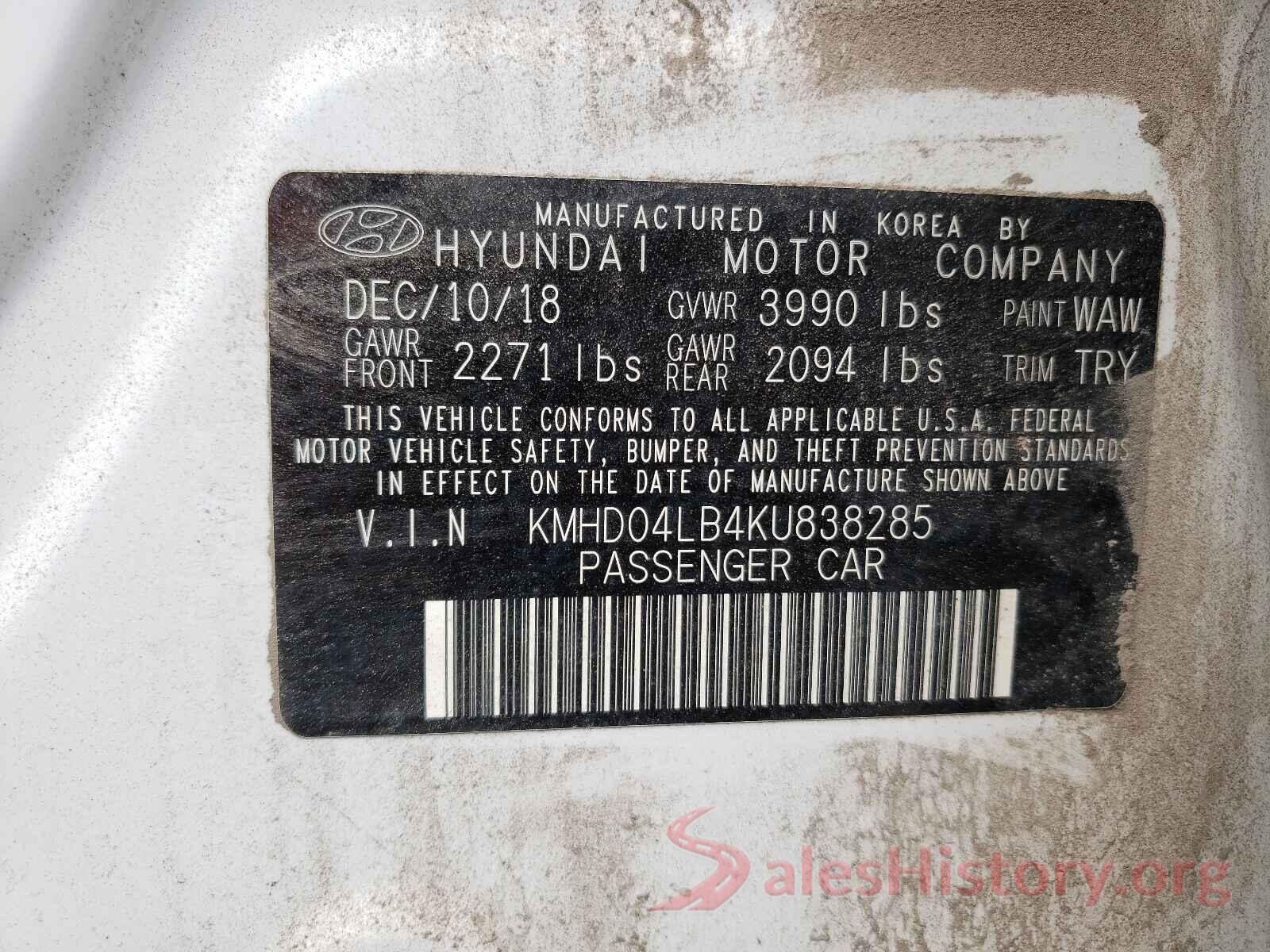 KMHD04LB4KU838285 2019 HYUNDAI ELANTRA