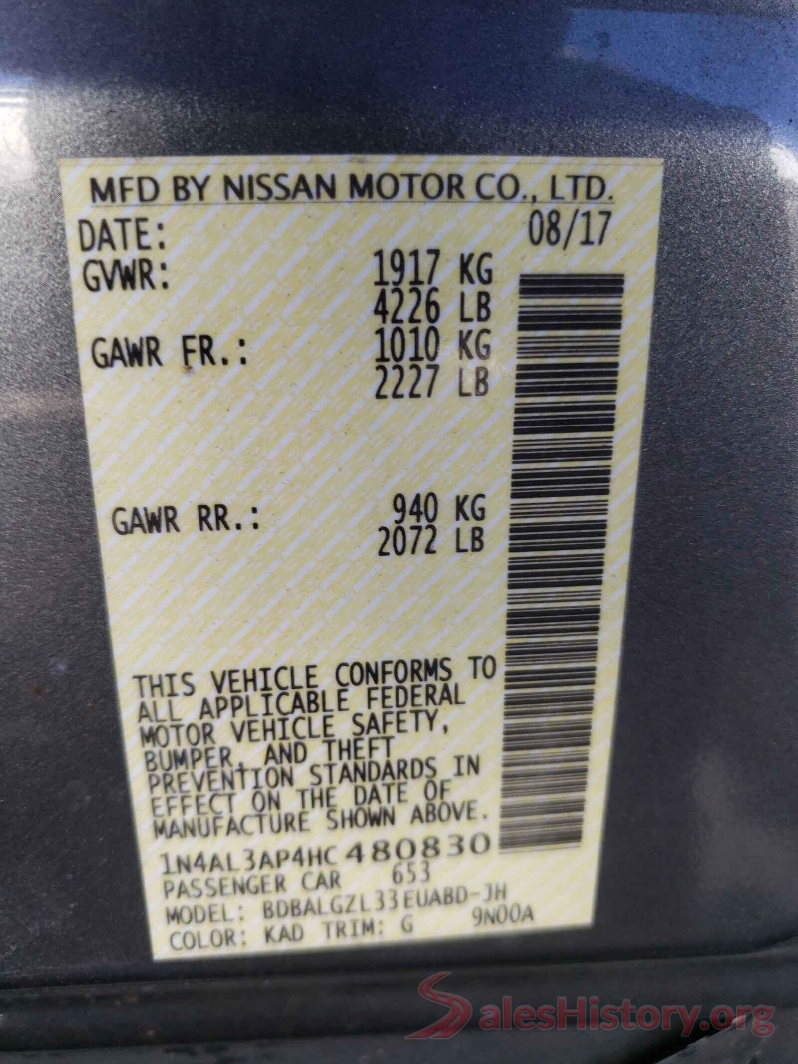 1N4AL3AP4HC480830 2017 NISSAN ALTIMA