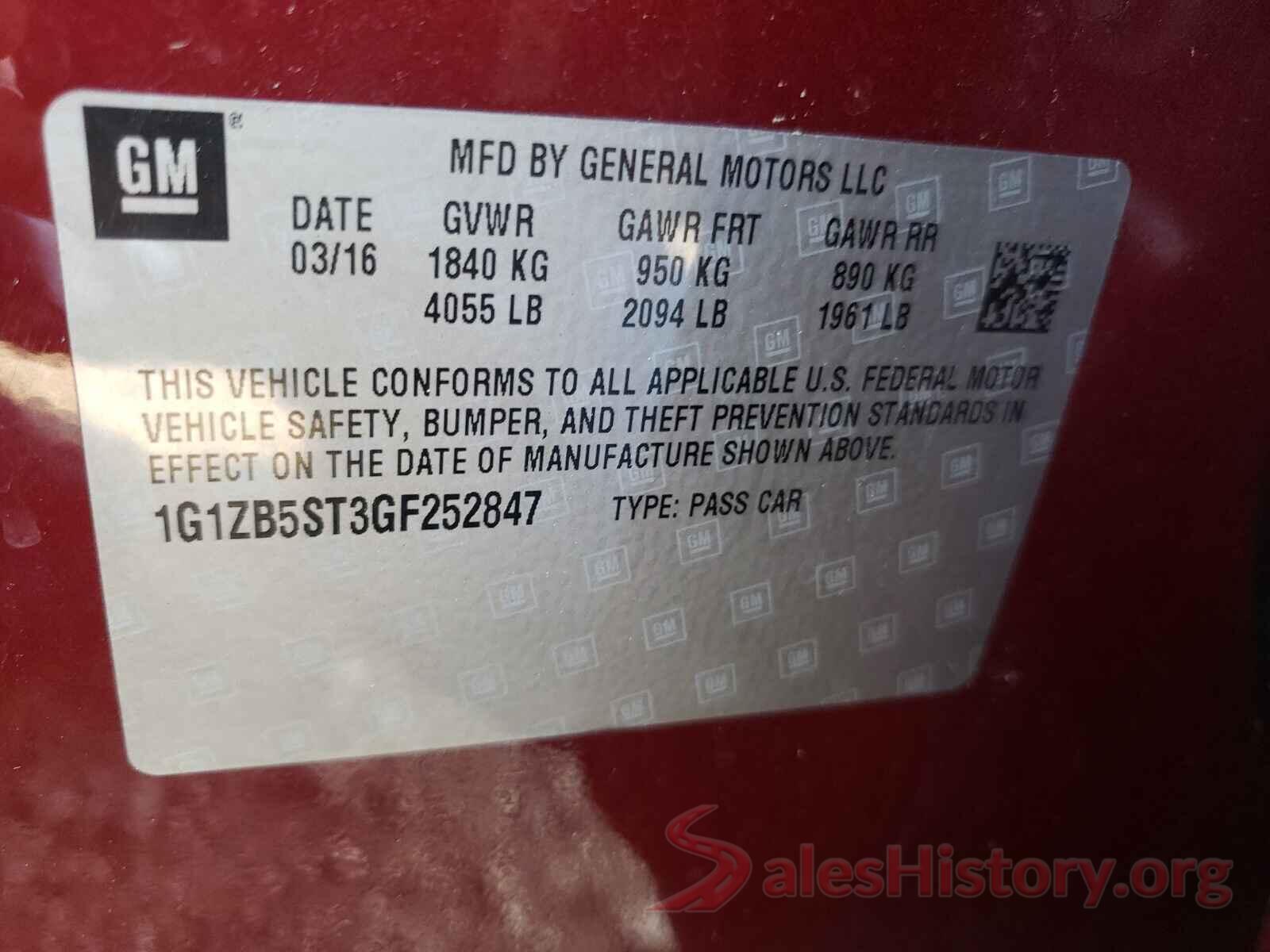 1G1ZB5ST3GF252847 2016 CHEVROLET MALIBU