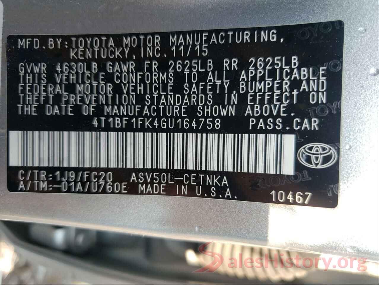 4T1BF1FK4GU164758 2016 TOYOTA CAMRY