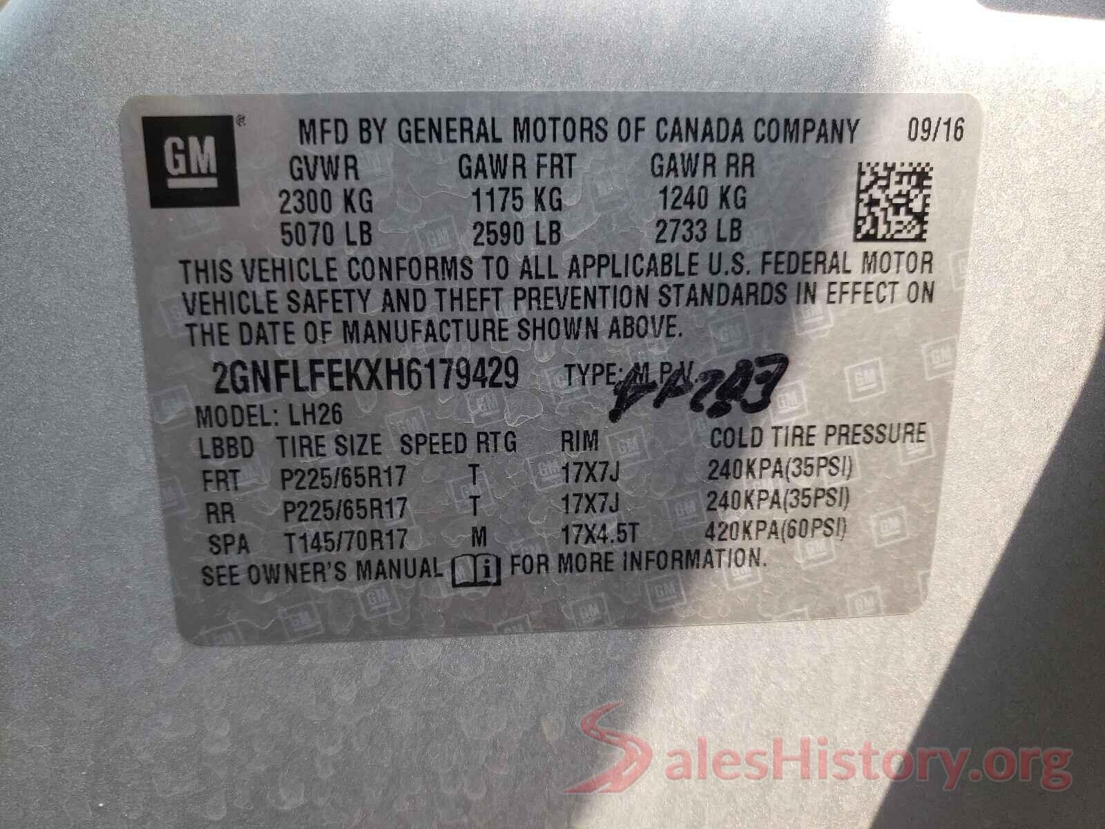 2GNFLFEKXH6179429 2017 CHEVROLET EQUINOX