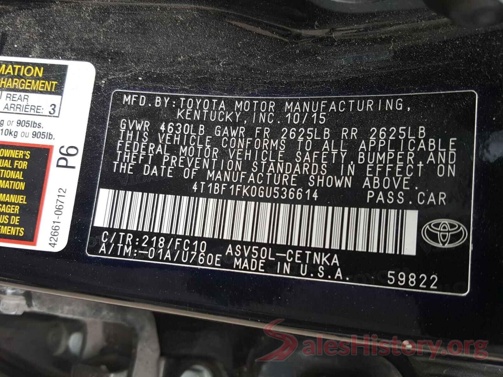 4T1BF1FK0GU536614 2016 TOYOTA CAMRY